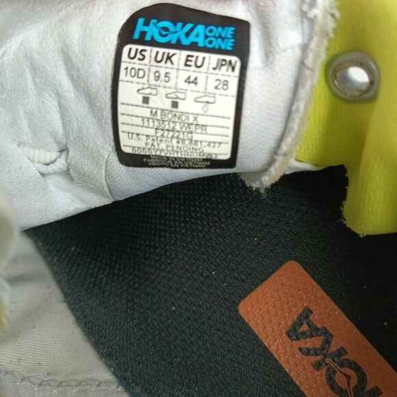 HOKA One Mens BONDI X WHITE  RUNNING SHOES  Size 10D - Picture 14 of 15